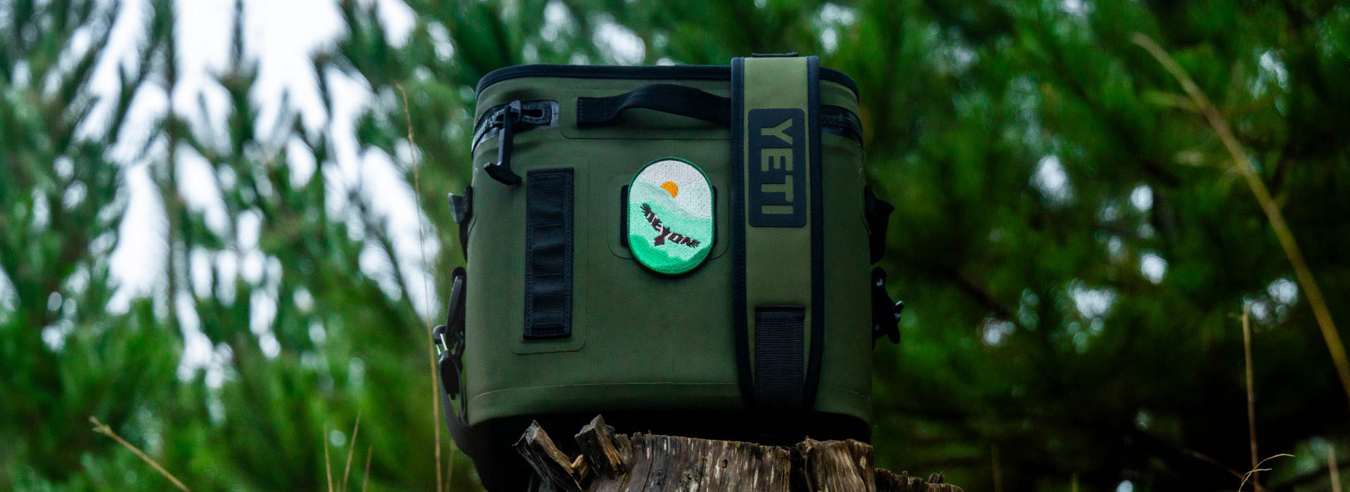 High Country Embroidery Velcro Patch on Yeti Bag