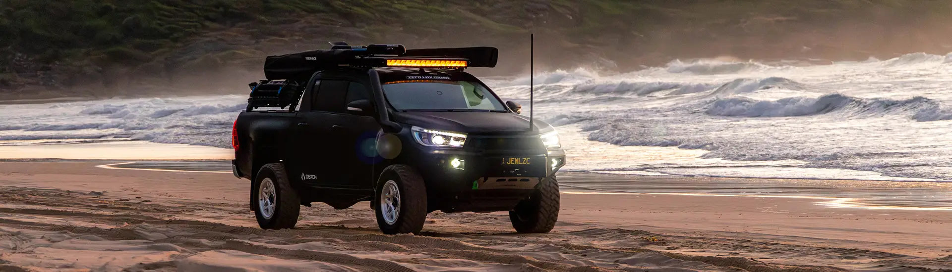 Dexon LED headlight globes installed in a Hilux N80